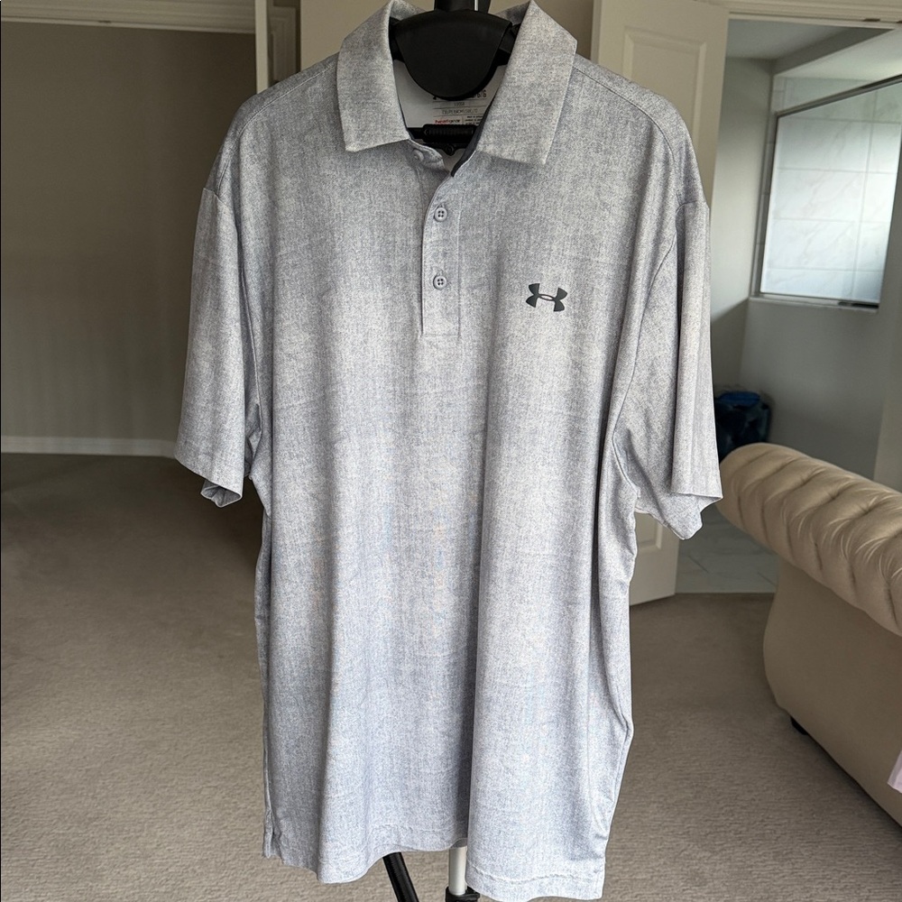 Under Armour Men’s Light Gray Heather Polo Shirt Golf